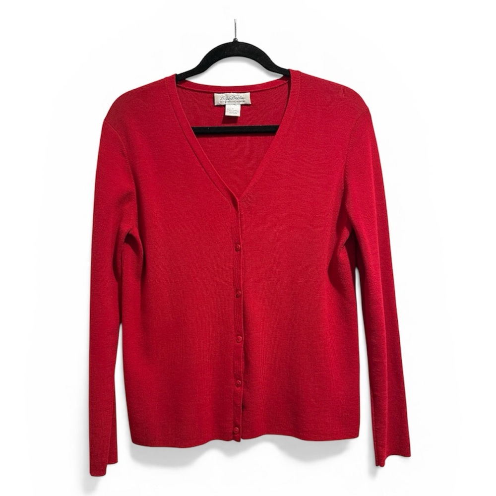 Brooks Brothers 100% Merino Wool Red cardigan size large